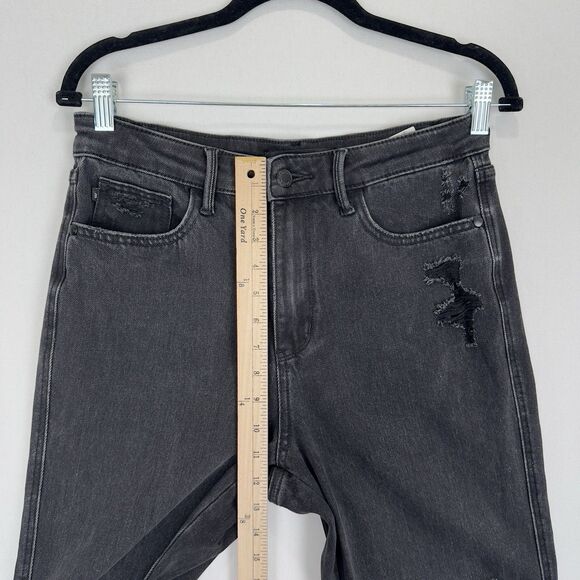 Judy Blue Jeans Womens 27 Black 90s Straight Ripped High Rise Stretch Dark Denim - Picture 14 of 16